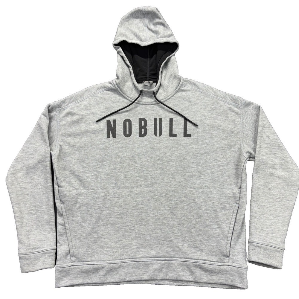 NOBULL Hoodie Mens M Gray Pullover Fleece Drawstring Kangaroo Pocket Logo‎